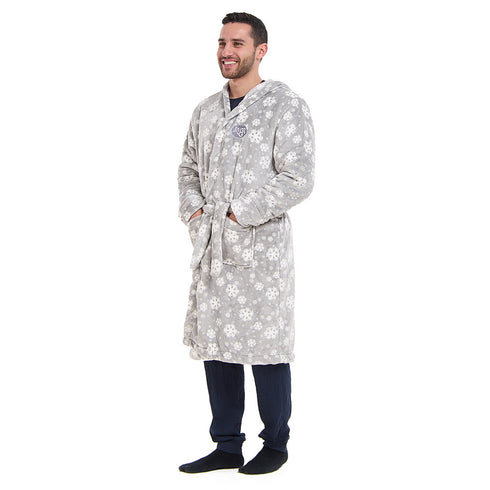 Snuggs Blanket Robe Grey Snowflakes